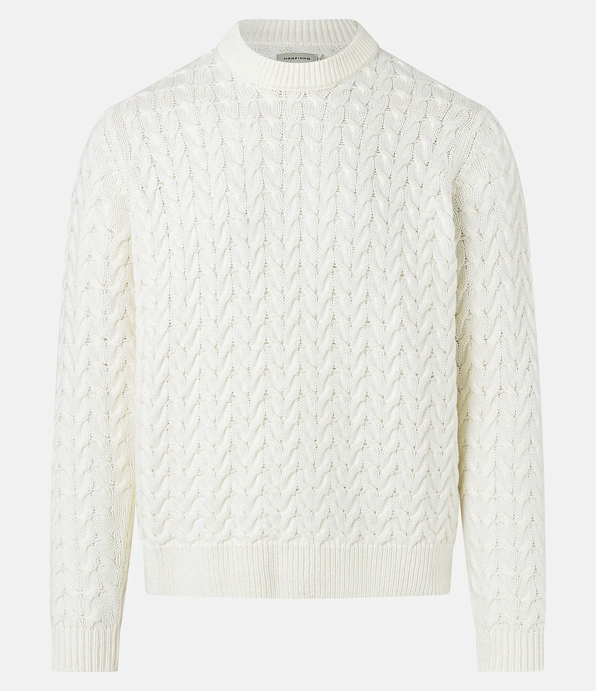 Suéter em Tricô com Textura Chevron Off White