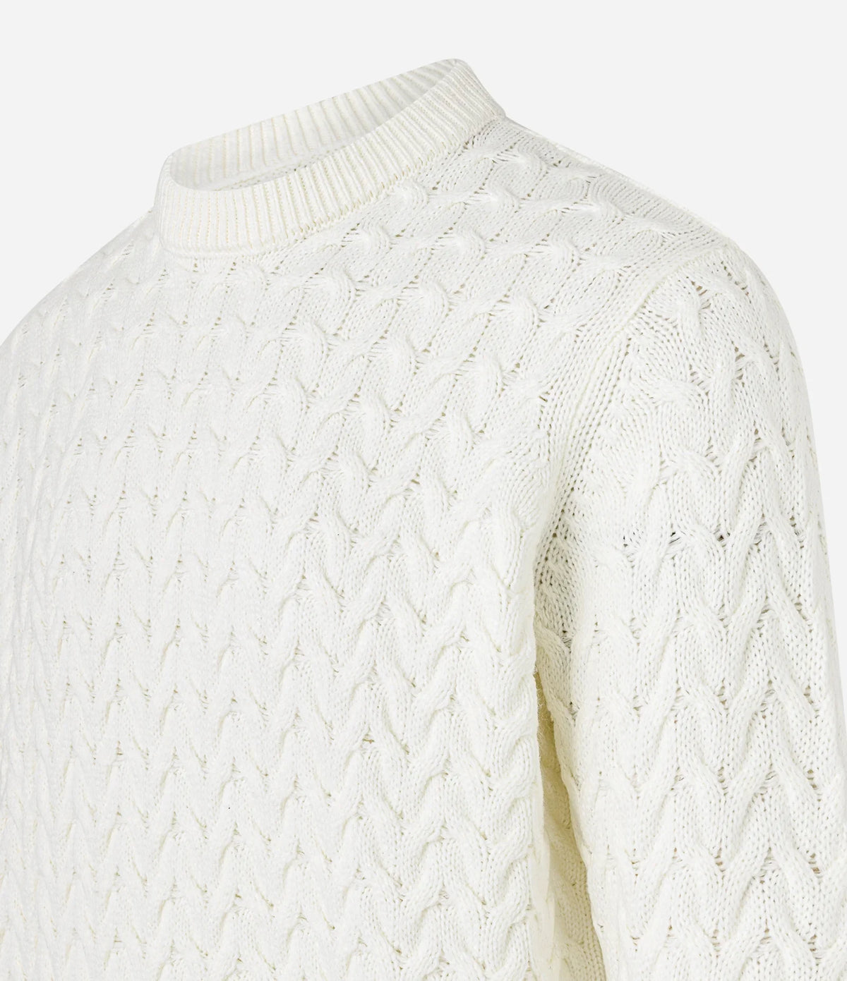 Suéter em Tricô com Textura Chevron Off White