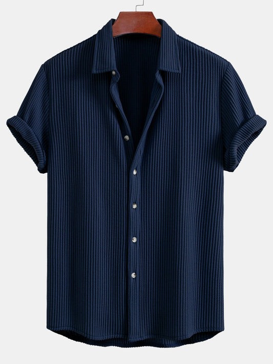 Camisa de botão de waffle