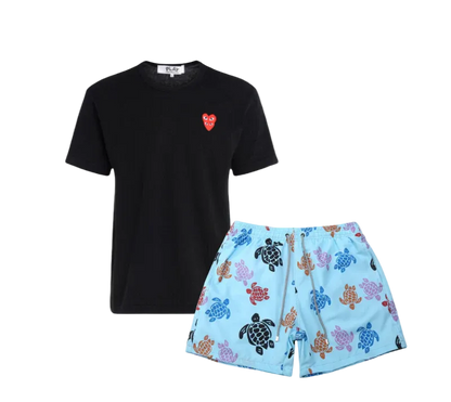 KIT Verão ! Camiseta "Family Hearts" CDG + Shorts "Sea in Blue" Vilebrequin