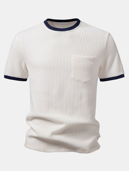 Camiseta Waffle Contrast com Bolso