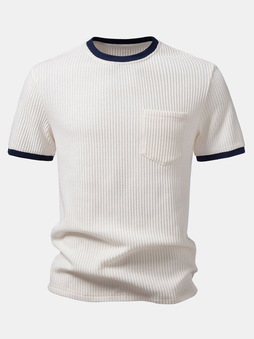 Camiseta Waffle Contrast com Bolso
