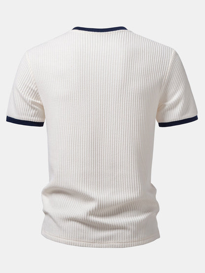 Camiseta Waffle Contrast com Bolso