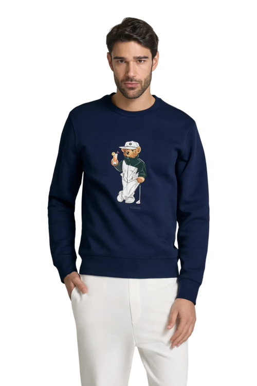 Suéter Polo Azul com estampa