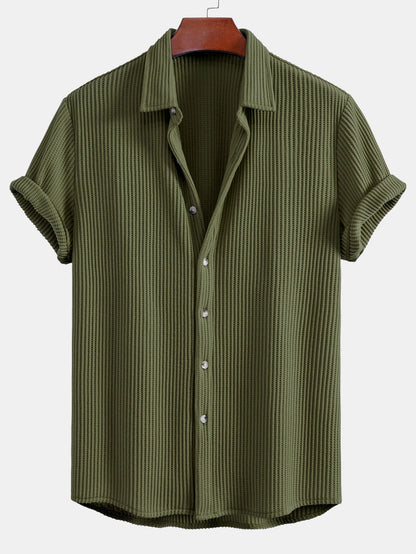 Camisa de botão de waffle