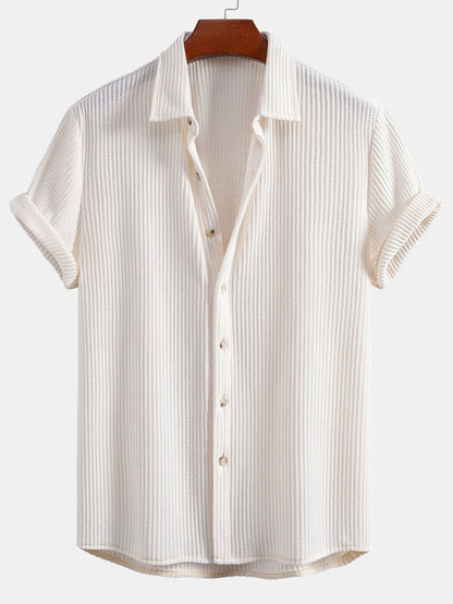 Camisa de botão de waffle