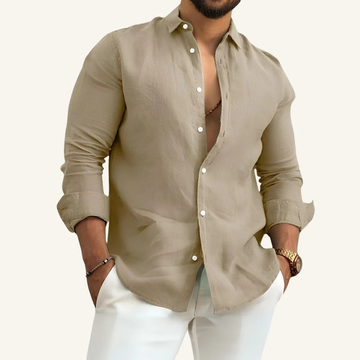 Camisa de Linho Masculina Verano